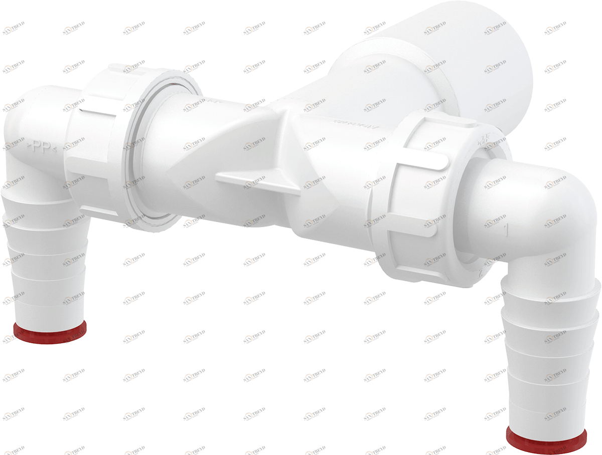Колено с двумя штуцерами DN40/32 / 17–23 с обратными клапанами ALCAPLAST P155Z