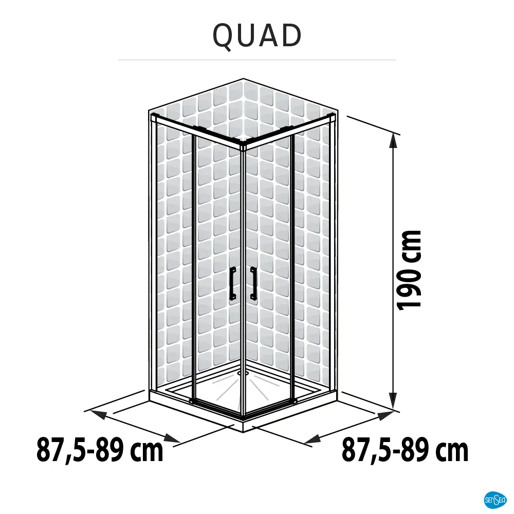 Душевая ширма Sensea Quad квадратный 90х90 см хромированный профиль прозрачное стекло раздвижной 18121214 STLM-2057889 Без серии - Вид №7
