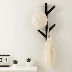 Wooden tree wall hook pine black