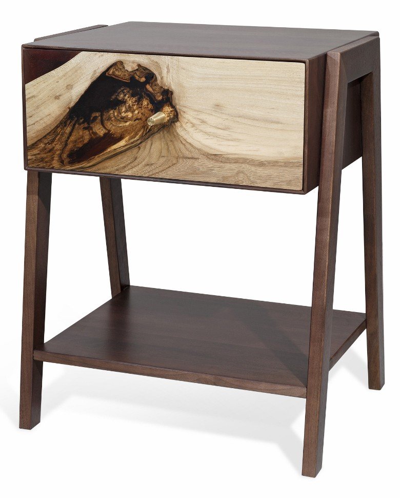 Маленькая прикроватная тумбочка деревянная Storm Dome ICON DESIGNE  193819 Коричневый  - Вид №1