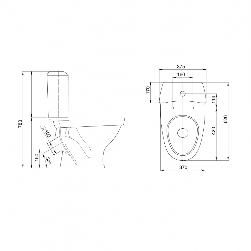 1.Р201.8.S00.00B.F Компакт унитаз с бачком Белый SANTERI  Россия  - Вид №1