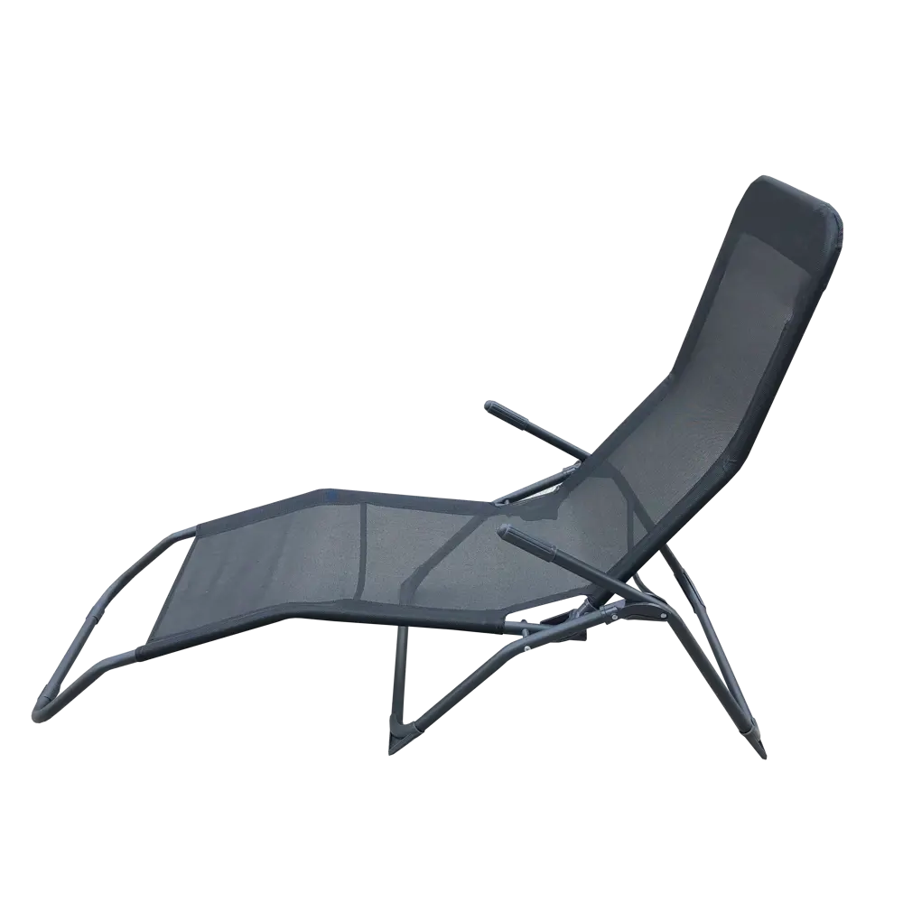 Шезлонг складной Naterial Fiesta 142x60x99 см сталь/ текстилен черный 82575553 STLM-2109425 Santreyd  - Вид №5