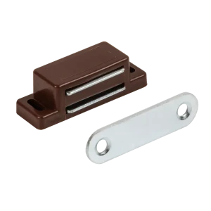 Защелка магнитная 15x45 мм пластик цвет коричневый