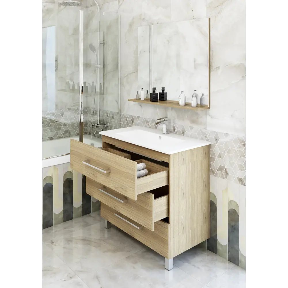 Тумба под раковину напольная Sanflor «Мадрид» 90x84 см цвет вяз STLM-2178654 - Вид №5