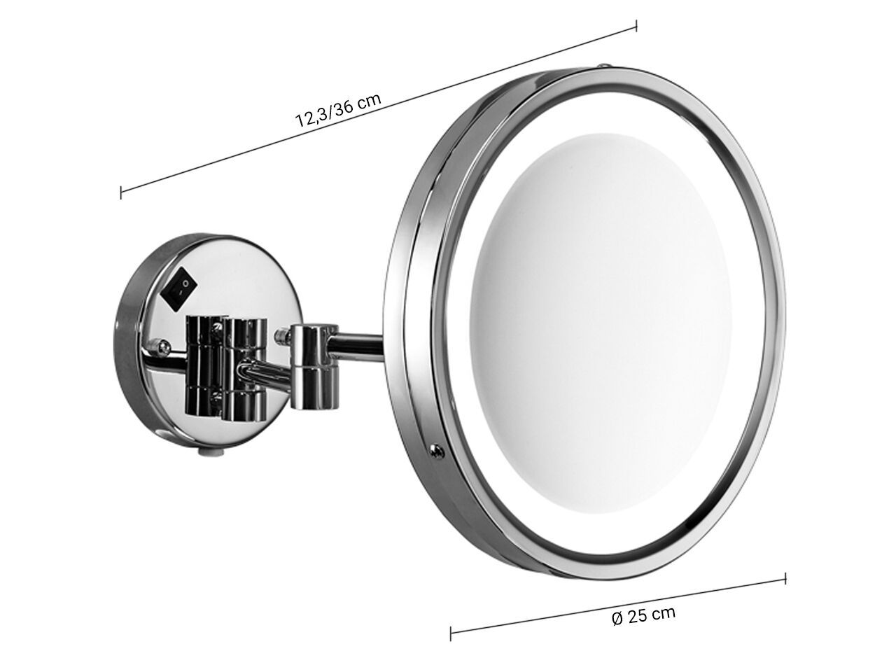 Круглое увеличительное зеркало из нержавеющей стали со встроенным настенным освещением GEDY VINCENT ARCH-00006402 - Вид №2