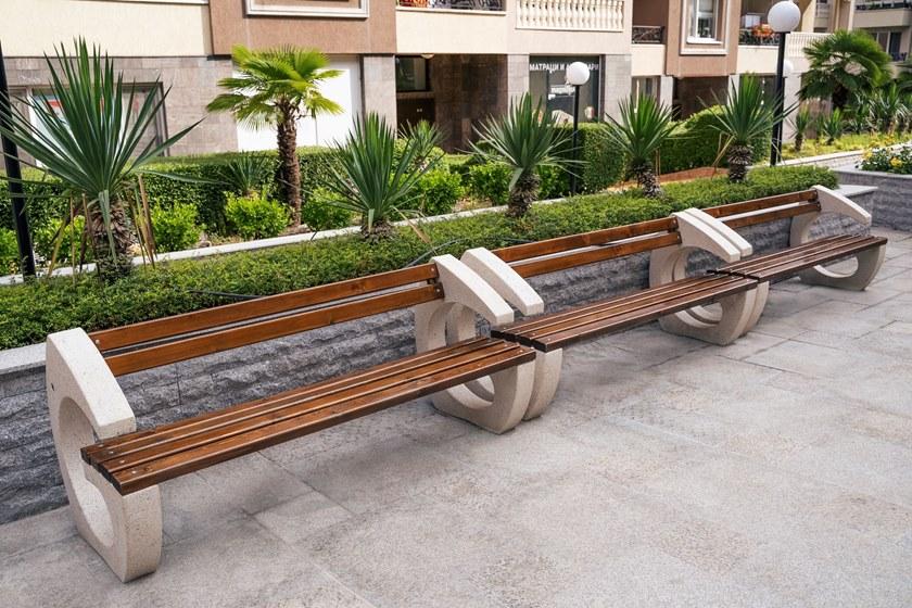 ENCHO ENCHEV - ETE Скамейка из бетона и дерева со спинкой  99  - Вид №2