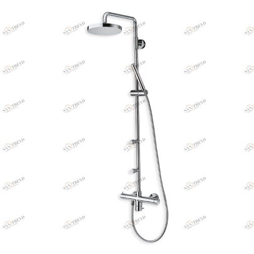 CRITV457 Внешний термостатический смеситель для душа с колонкой и переключателем на выходы 3 + 1, регулируемая насадка для душа, гибкий шланг LONG LIFE, ручной душ с защитой от накипи, регулируемые струи воды с защитой от накипи и комбинированный выход дл CRISTINA Rubinetterie 