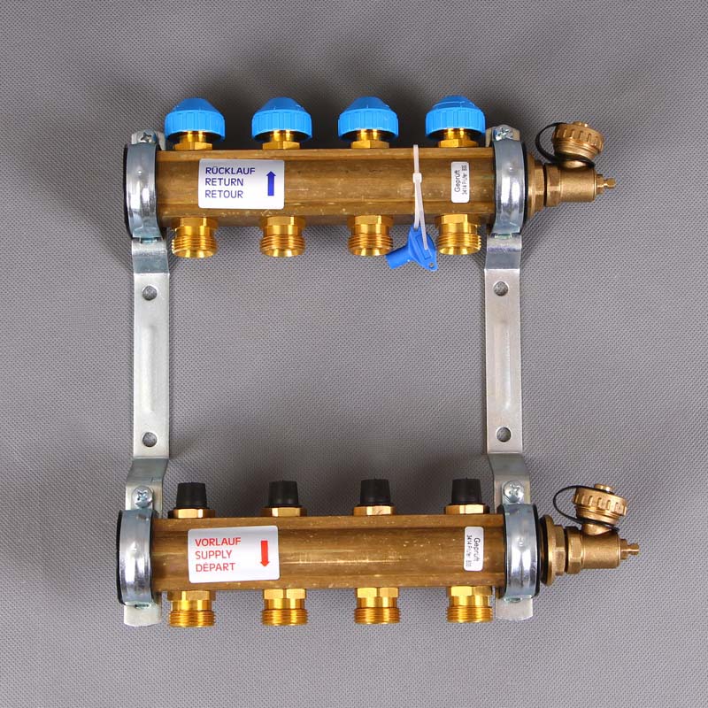 Коллекторная группа HKV с регулировочными и термостатическими вентилями WATTS Ind 1"x3/4"ЕК 4 выхода 10004176