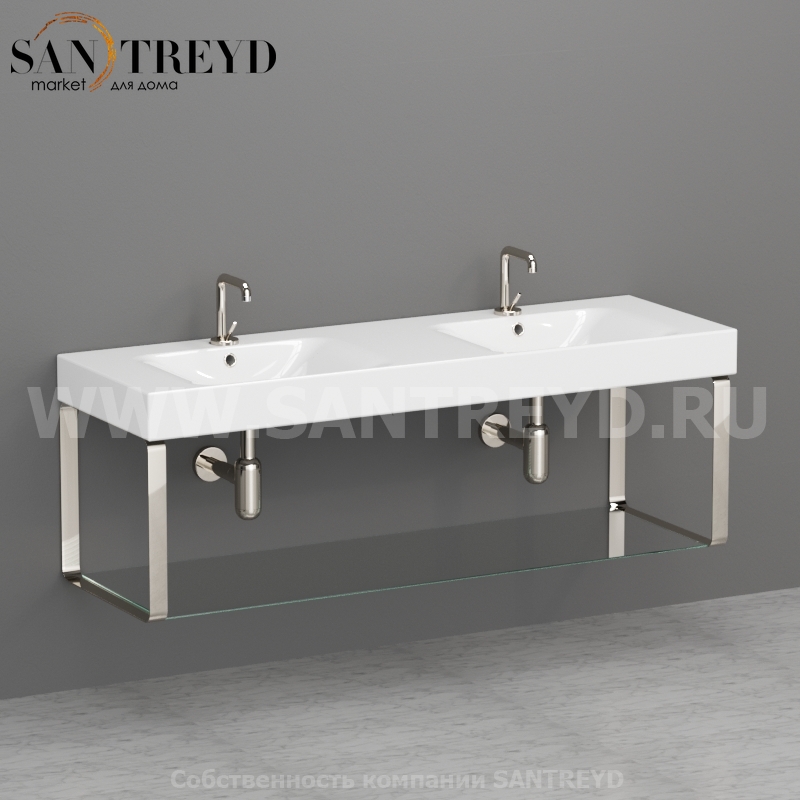 9128K2 Структура подвесная брашированный никель под умывальник 140 см Kerasan Cento Италия