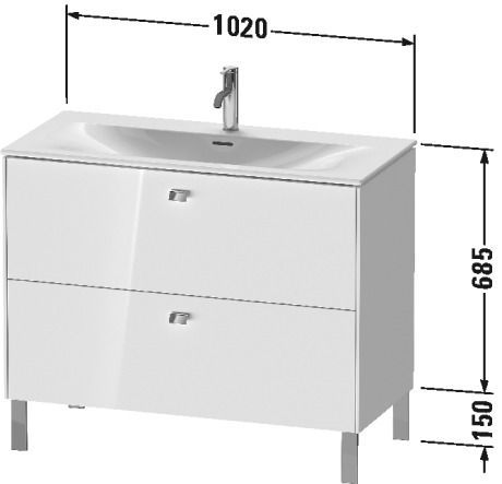 BR451300707 Brioso Тумбочка напольная Бетонно-серый матовый декор Duravit - Вид №1