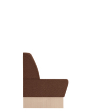 Space 243 System aus mehreren Sitzmöbeln. Gepolsterte Sitzfläche und Rückenlehne. Seitenteil, Sockel und Hinten aus Laminat. (Seitenteil 2 см Дике). Eckiges Modul. Rückenlehne H 87 см. Et al. Space