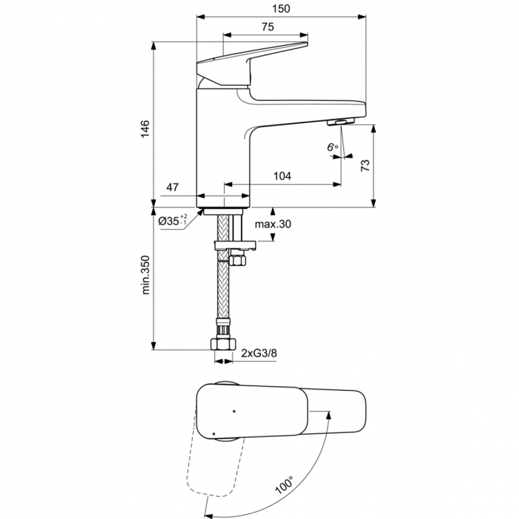 BD211AA Смеситель для раковины Ideal Standard CERAPLAN  - Вид №3