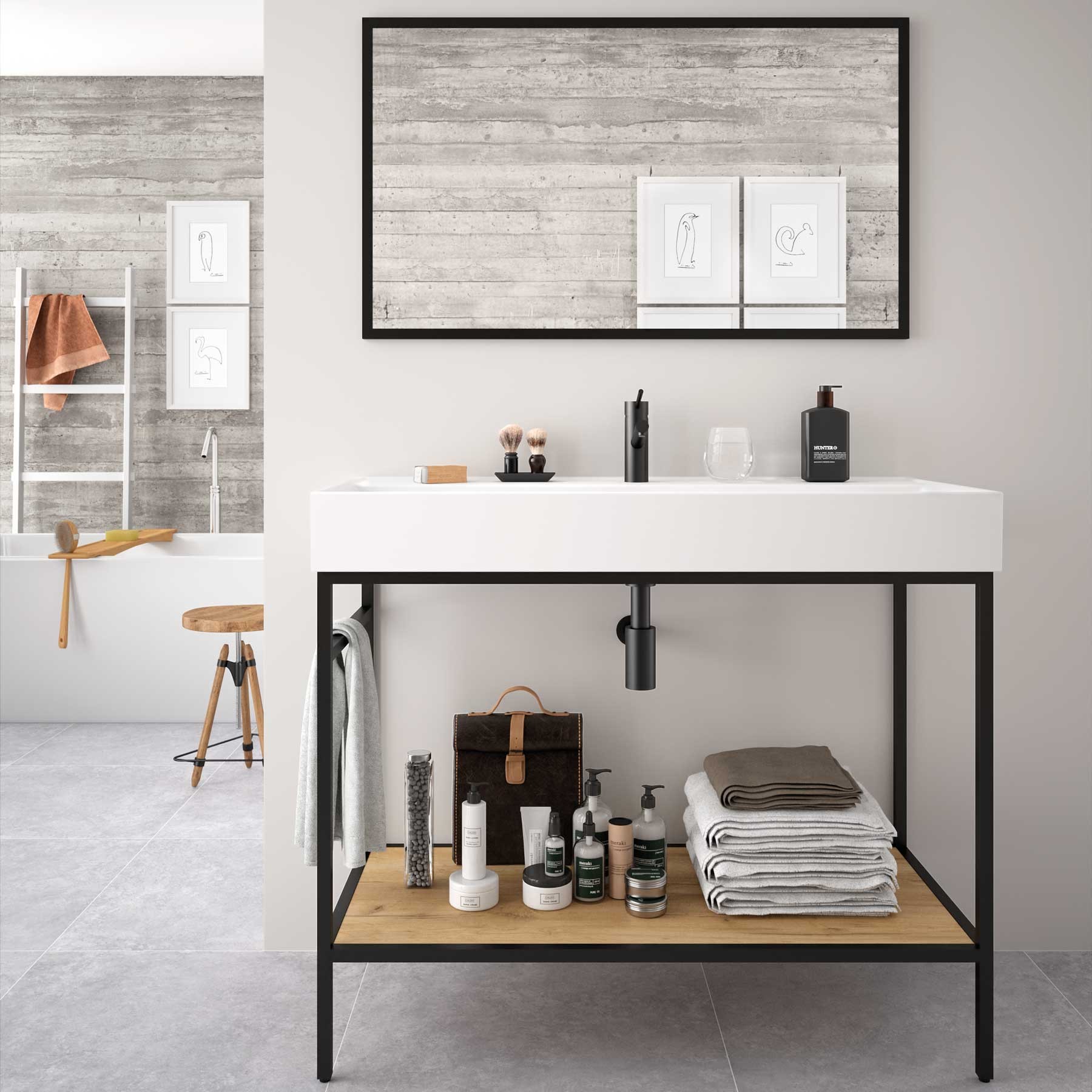 26429 SALGAR Мебель для умывальника VINCI 1000 с раковиной Венето ДУБ АФРИКАНСКИЙ 997 x 892 x 450 мм