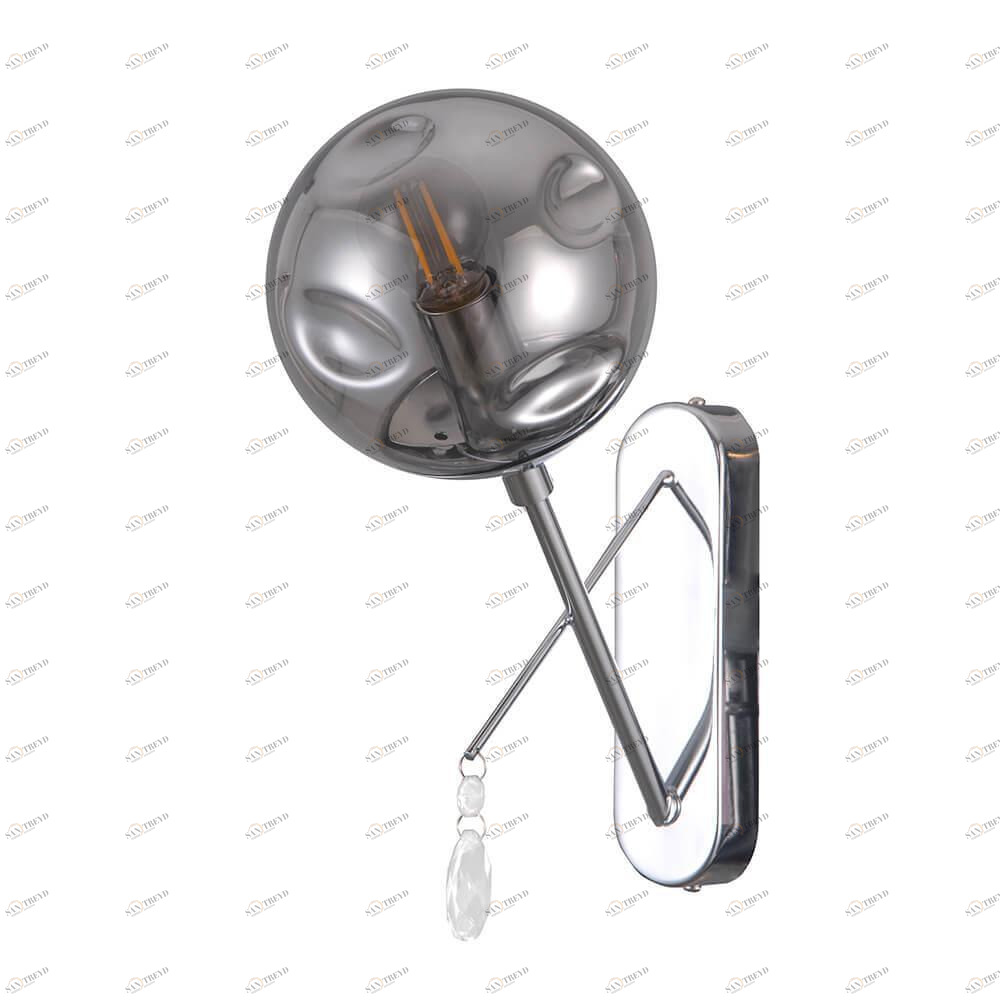 Бра со стеклянным плафоном дымчатое "Юнас" 4029/1W-CR-SY LUMIEN HALL ЮНАС 00-3929743 Серый 