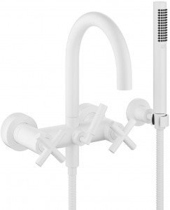 25133892-10 Смеситель для ванны для настенного монтажа с комплектом с душевым шлангом - белый матовый Dornbracht Tara.