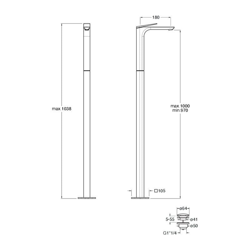 Однорычажный смеситель для раковины CRISTINA Rubinetterie Blade ARCH-00011605
