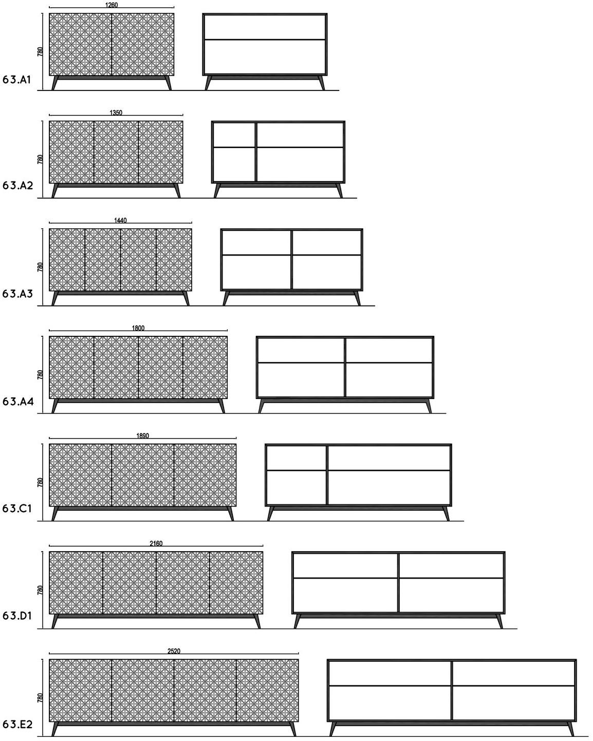 Barba design Комод деревянный с распашными дверцами Tiles 63.d1 - Вид №4