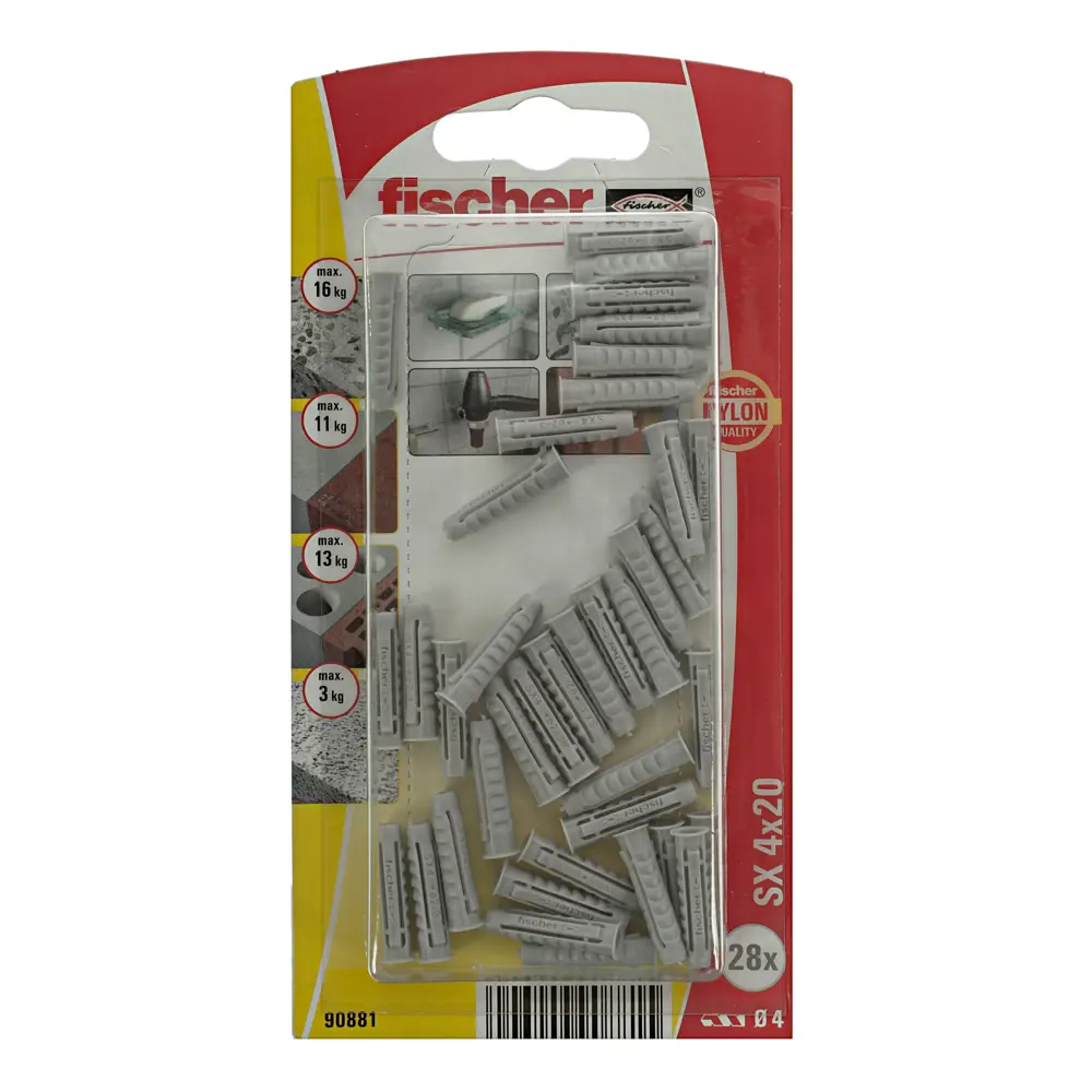 Дюбель для полнотелых материалов Fischer SX 4x20 мм нейлон 28 шт. 12469391 STLM-2201960  - Вид №1