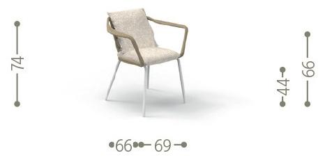 Talenti Стул из ткани с подлокотниками и встроенной подушкой Cruise alu Crualupp - Вид №8