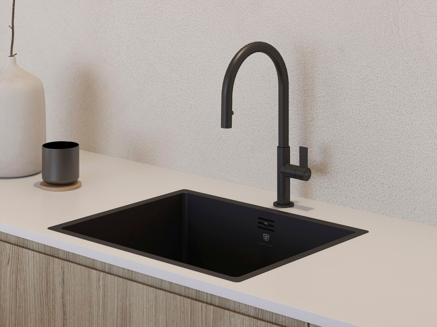 Однорычажный смеситель для кухни с выдвижным ручным душем GUGLIELMI RUBINETTERIE мягкий ARCH-00021819