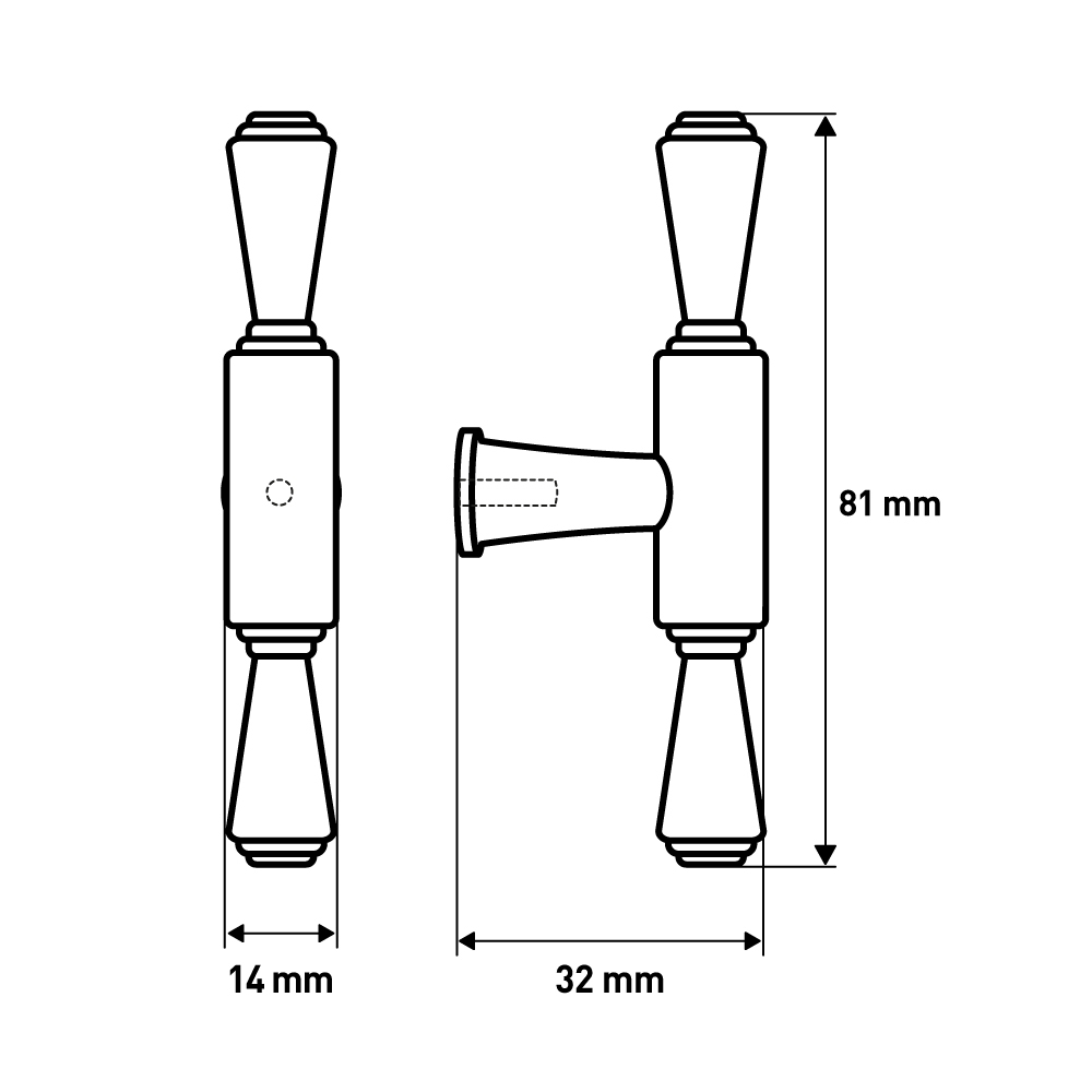 Мебельная ручка  Кноб, 81x32x14 мм, черный LJPS0185 Public Steel Россия  - Вид №6