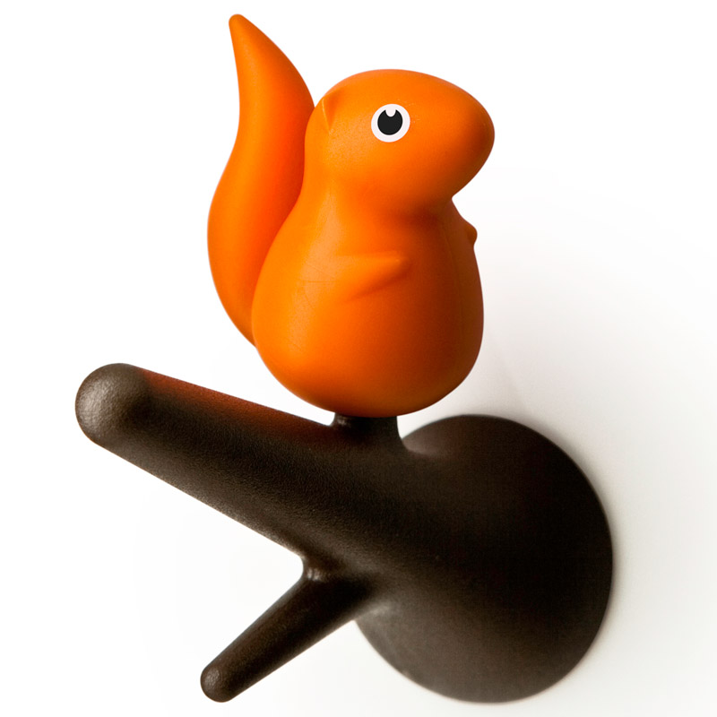 Вешалки настенные Squirrel 2 шт. коричневые-оранжевые Qualy QL10088BNOR - Вид №1