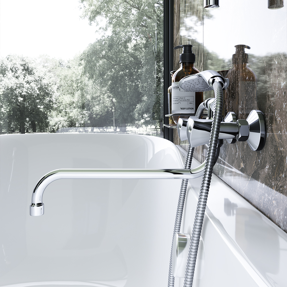 349500000 смеситель для ванны/душа с длинным изливом душ.гарнитуром шт Damixa Object  - Вид №7