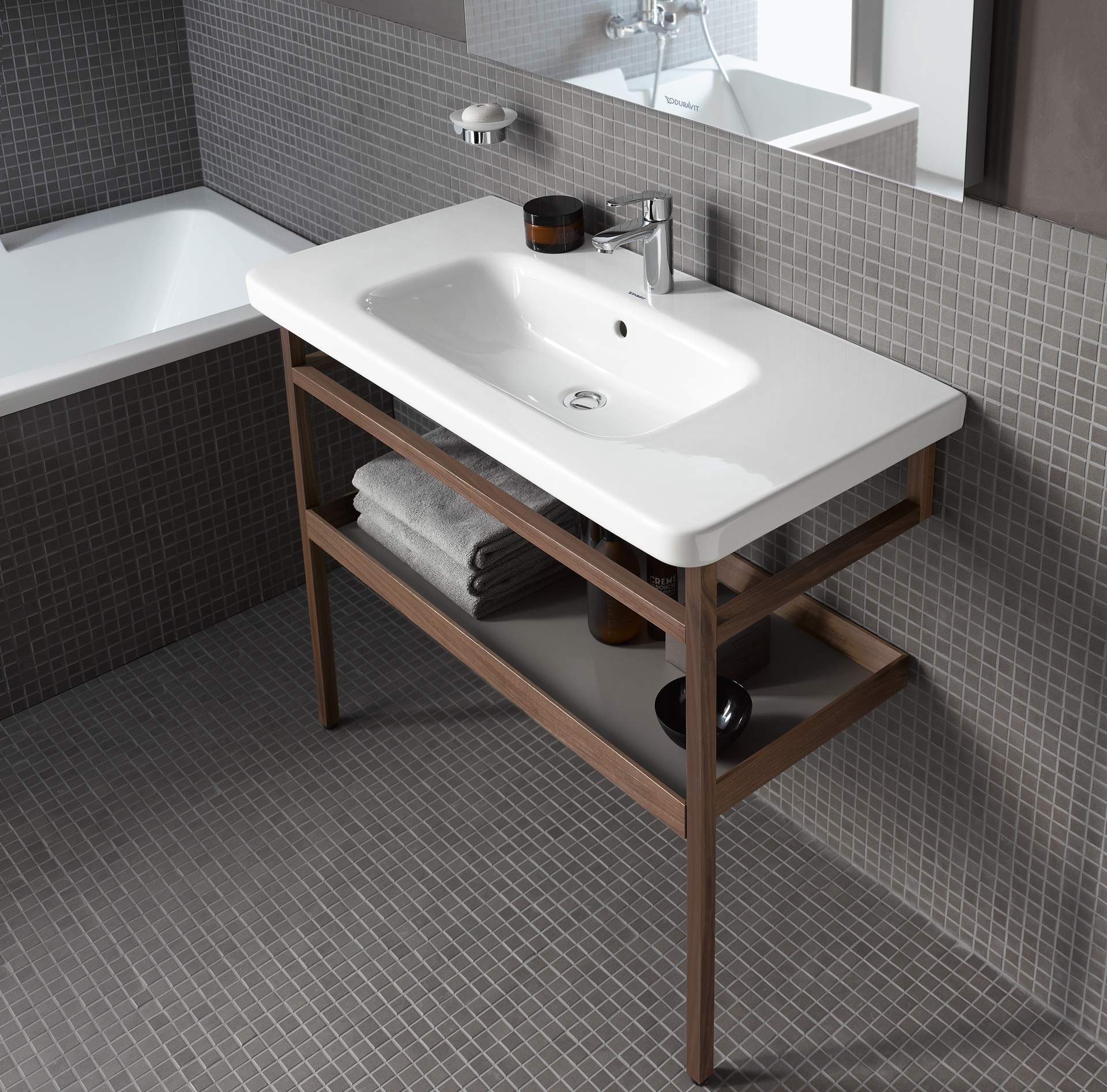 DS988400909 DuraStyle Мебельные аксессуары - полотенцедержатель с полочкой Светло-голубой матовый декор Duravit - Вид №4