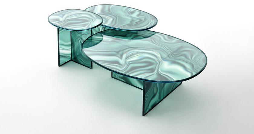 Glas Italia Овальный журнальный столик из хрусталя Liquefy sun-id-1496550 - Вид №1