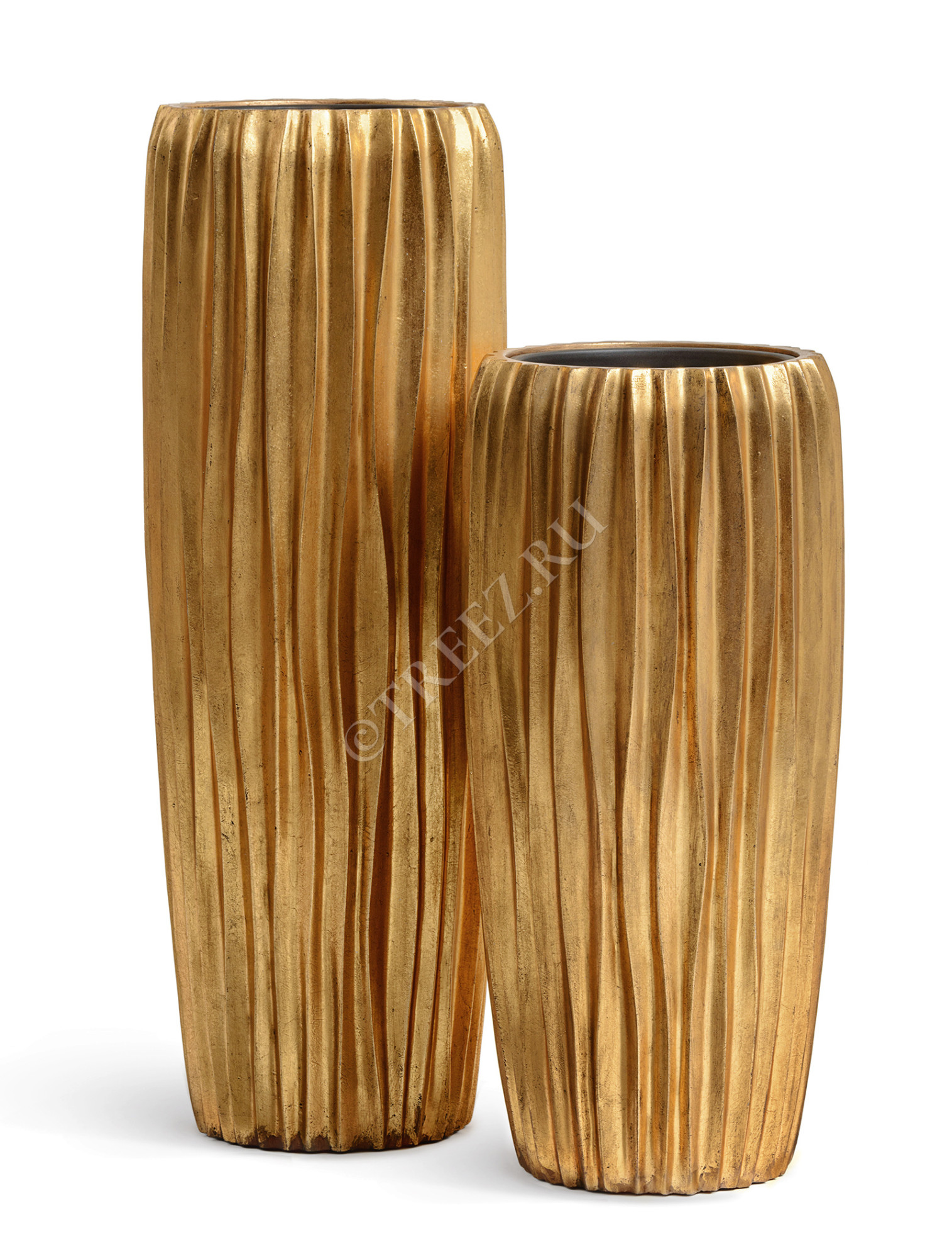 41.3321-07-047-GLD-075 Кашпо  Effectory - серия Metal - Высокий конус Design Wave - Сусальное золото Цветочная коллекция 