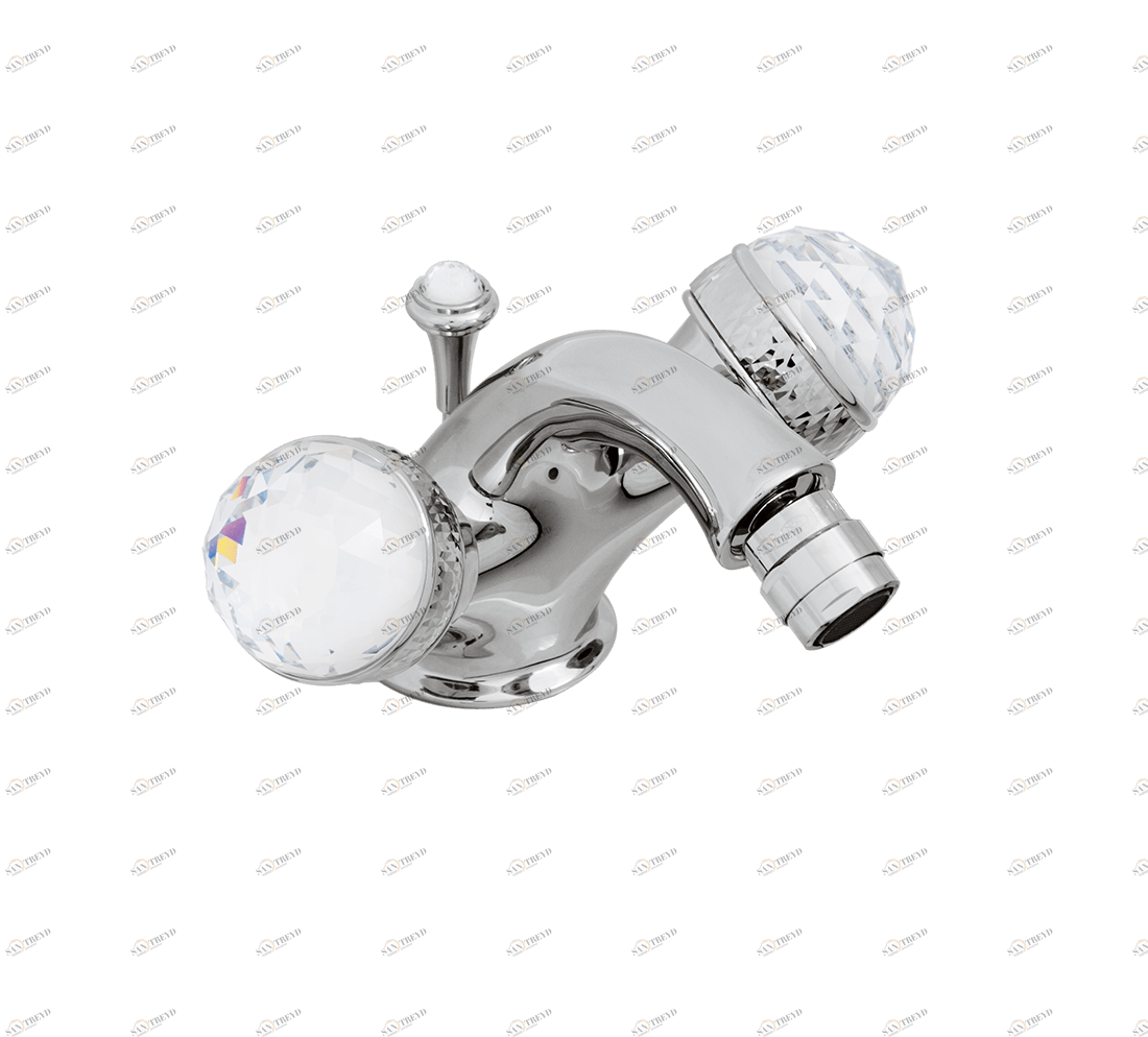 Gentry Home Смеситель для умывальника на три отверстия с выдвижным краном Crystal Хром GH100203