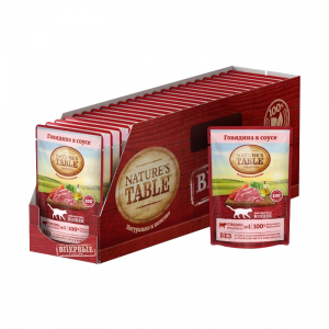 ПР0044842*24 Корм для кошек NATURE"S TABLE Говядина в соусе пауч 85г (упаковка - 24 шт) NATURE'S TABLE