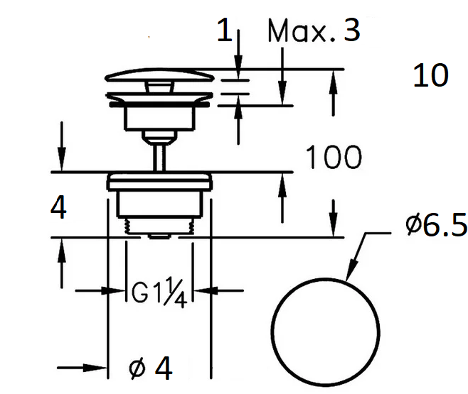 Донный клапан для раковины универсальный, хром LAB.Space sun-id-3003984 - Вид №1