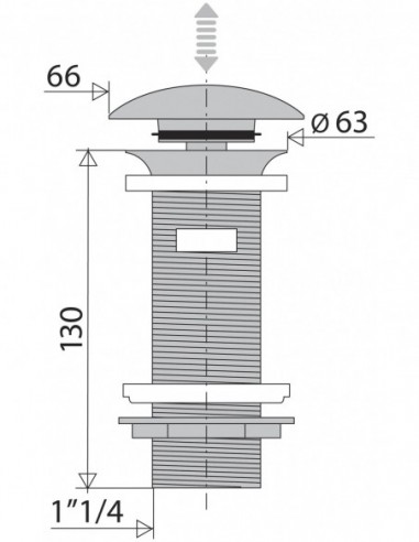 123700 000 00  Сифон Digiclic с фонарём для умывальника с переливом, h. 130 мм, хром Valentin Хром  - Вид №2