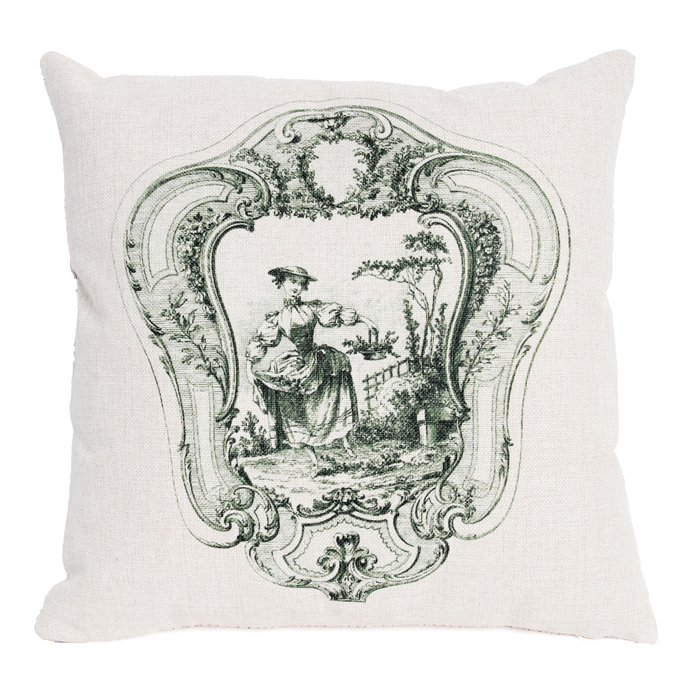 2719145 Декоративная подушка «Туаль де Жуи», сюжет 1, антик грин Object Desire 