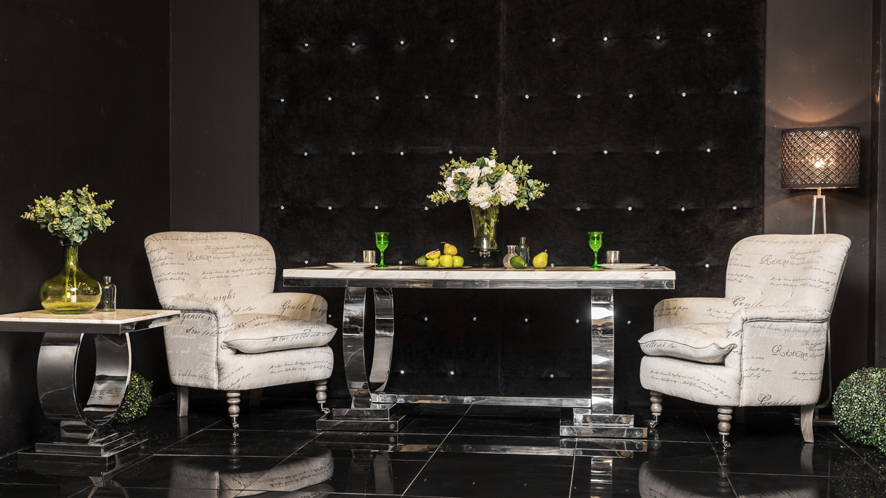 Обеденный стол белый искусственный мрамор на основании хром 180 см Donna ДОМАШНЯЯ ОБСТАНОВКА SKY 045151 Белый;хром Santreyd - Вид №4