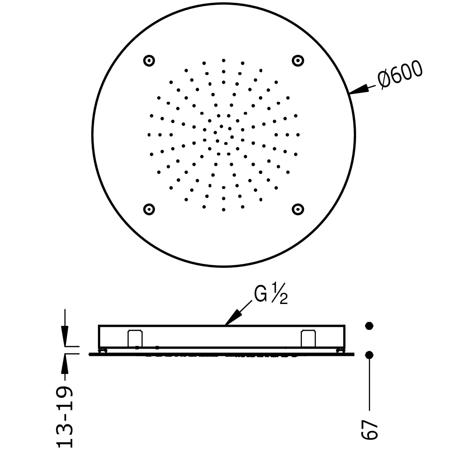 Скрытая потолочная насадка для душа-29995601 TRES RICAMBI - Вид №1