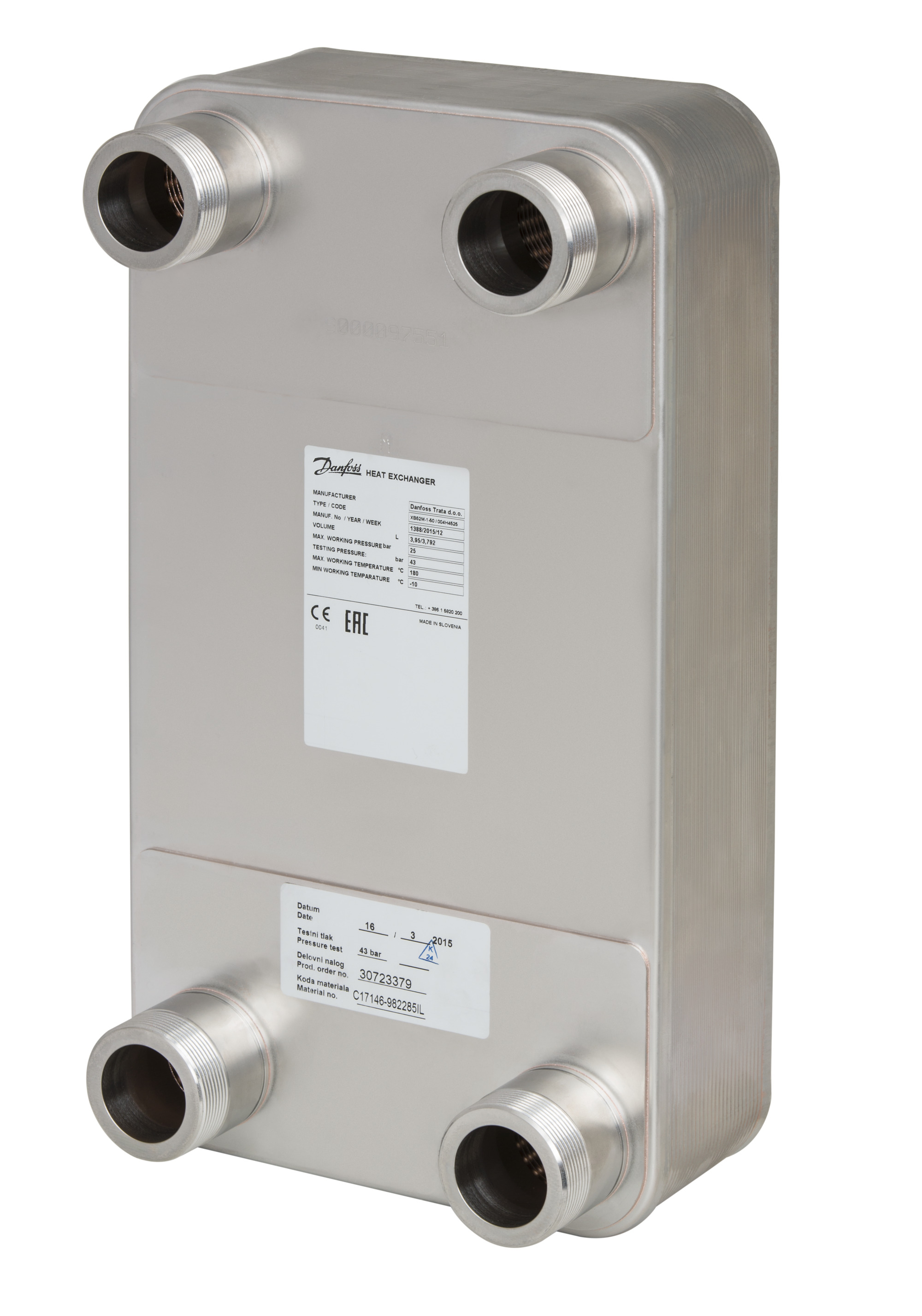 Danfoss Паяный пластинчатый теплообменник серии XB52M XB 52M-1-70 PN25 паяный ТО G2 004H4527  - Вид №5