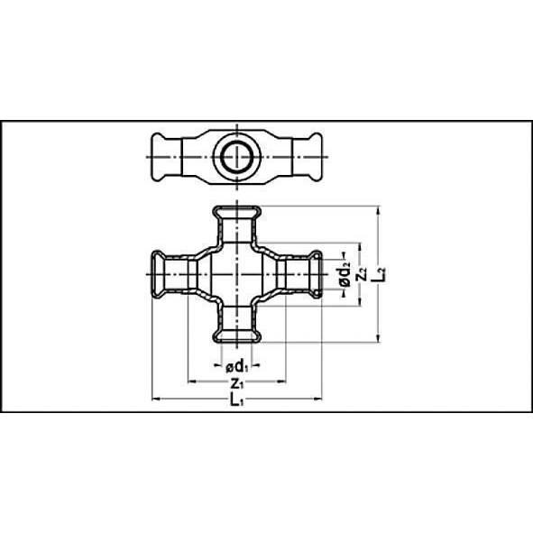 181801512 SANHA 8180 пресс-крестовина, бронза, одноплоскостная 15x12 мм  - Вид №1