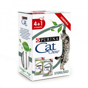 ПР0058470 Корм для кошек для стерилизованных, курица, ягненок пауч 5x85г НАБОР 4+1 Cat Chow