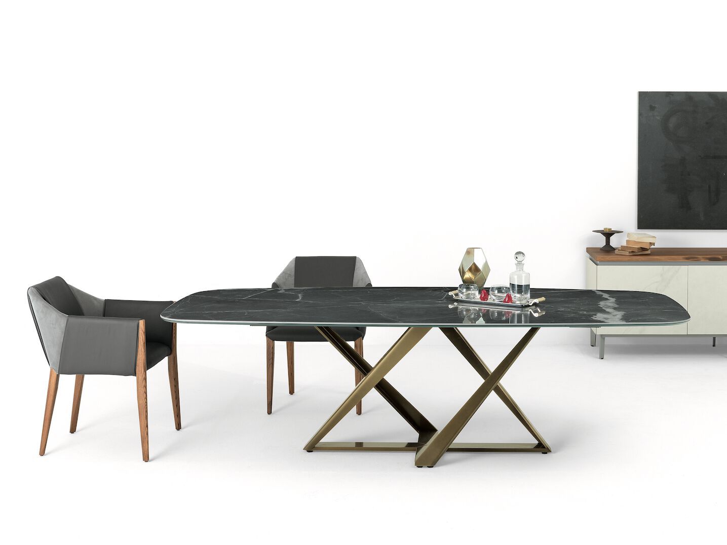 Прямоугольный обеденный стол из стали и дерева Bontempi Casa Millennium ARCH-00040042 - Вид №6