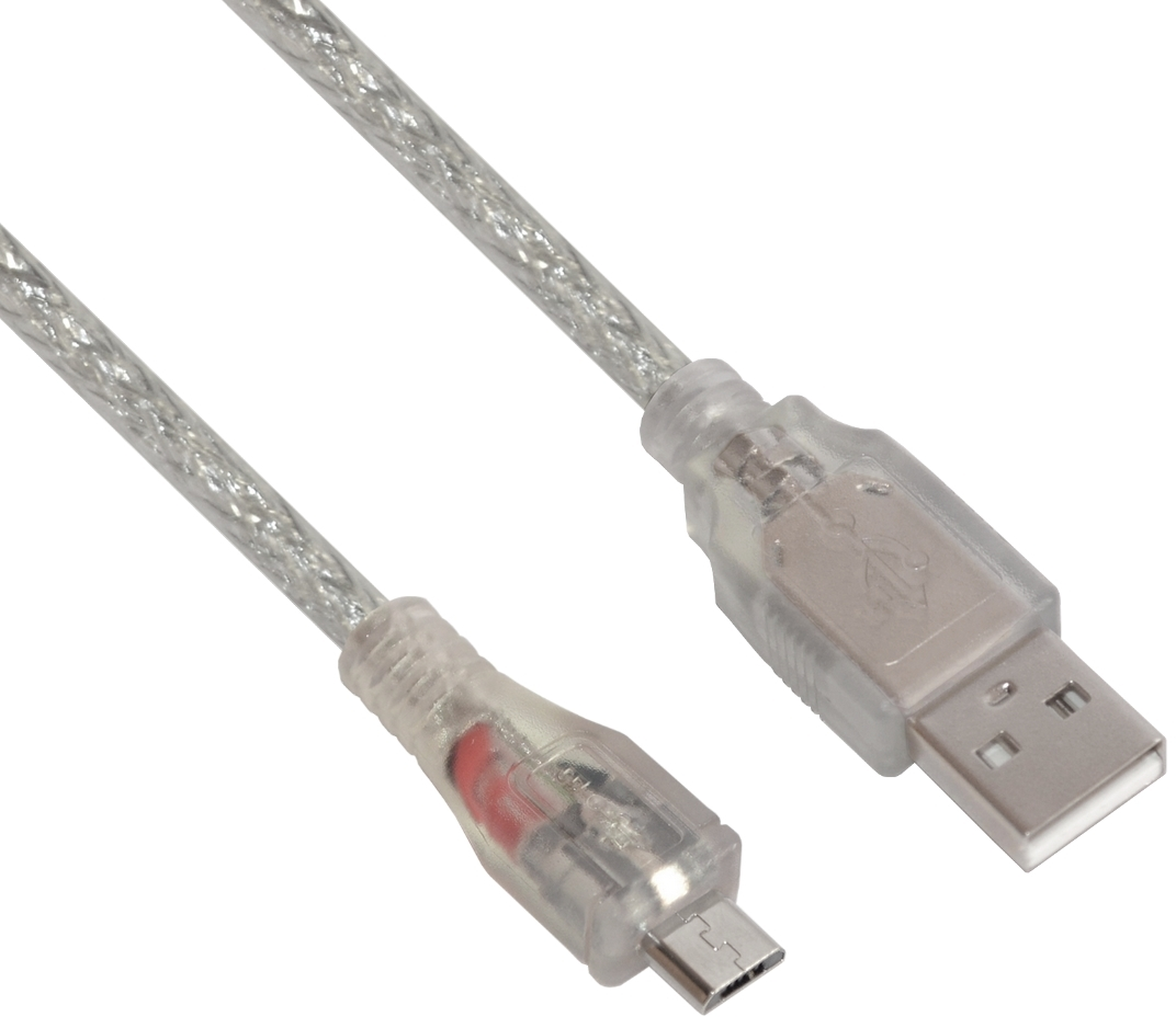GCR-UA2MCB2-BB2S-1.8m кабель 1.8m usb 2.0, am/microb 5pin, прозрачный, 28/28 awg, экран, армированный, морозостойкий Greenconnect Santreyd  - Вид №1