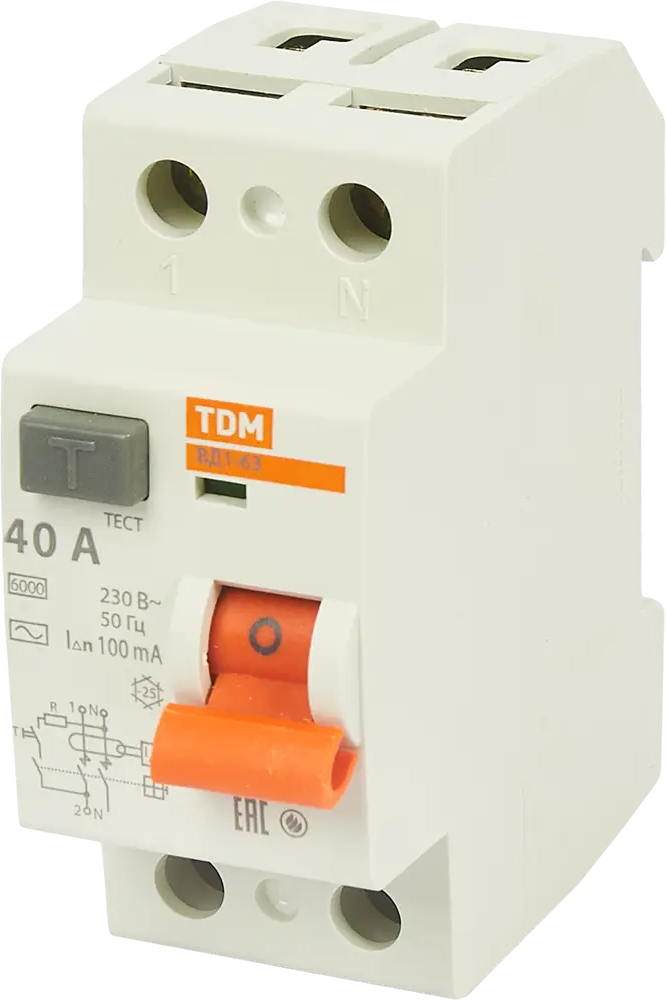 УЗО TDM Electric ВД1-63 40А с защитой от токов утечки 84399434