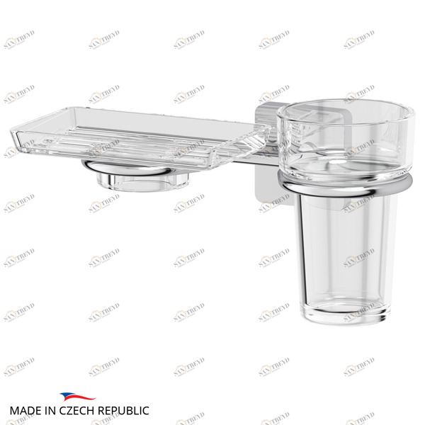 Держатель с прозрачными стаканом и мыльницей Ellux AVANTGARDE AVA 008-C01 sun-id-561305