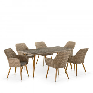 T360B/Y360B-W65 6PCS Light Brown Комплект плетеной мебели T360B/Y360B-W65 Light Brown 6Pcs Afina