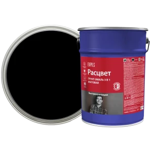 Грунт-эмаль по ржавчине 3 в 1 Расцвет быстросохнущая цвет черный 5 кг