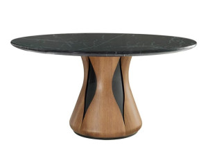 Круглый обеденный стол из мрамора и дерева