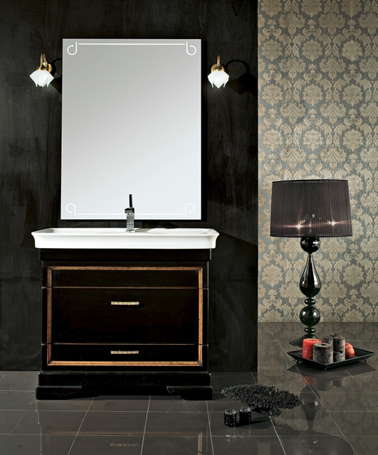 8012 Tifernoit Композиция для ванной комнаты, покрытая черным / соломенным лаком Bagno 