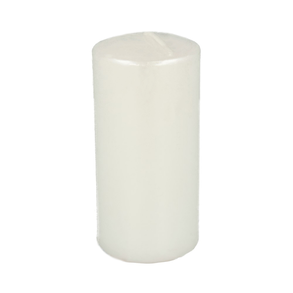 300159 Свеча столбик лак металлизированный 5.6 х 5.6 х 11.5 см 220 г белый перламутр Kukina Raffinata 