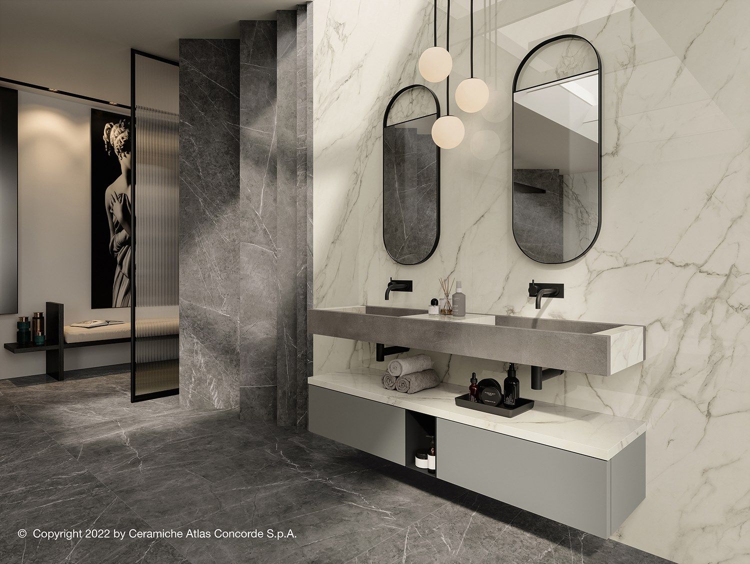 Двойная подвесная раковина с подвесным комодом Atlas Concorde Habitat Dialogo ARCH-00037908 - Вид №3